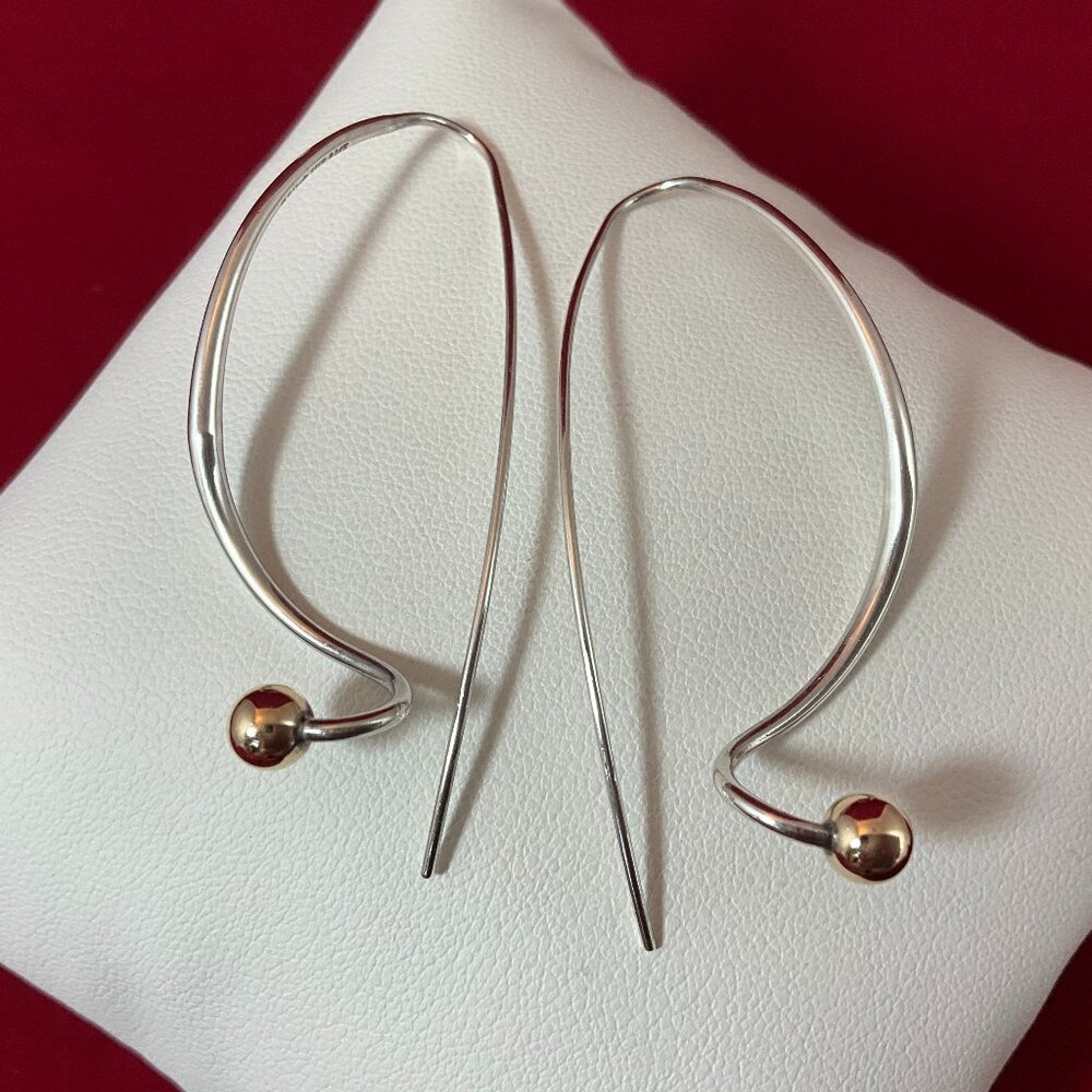 Ed Levin Sterling Silver and 14K Gold Large Dangle Earrings with Ball